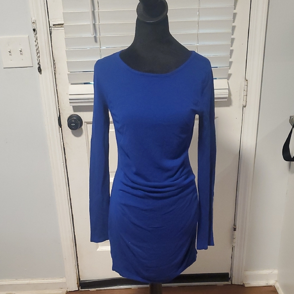 Express Vibrant Blue Long Sleeve Dress